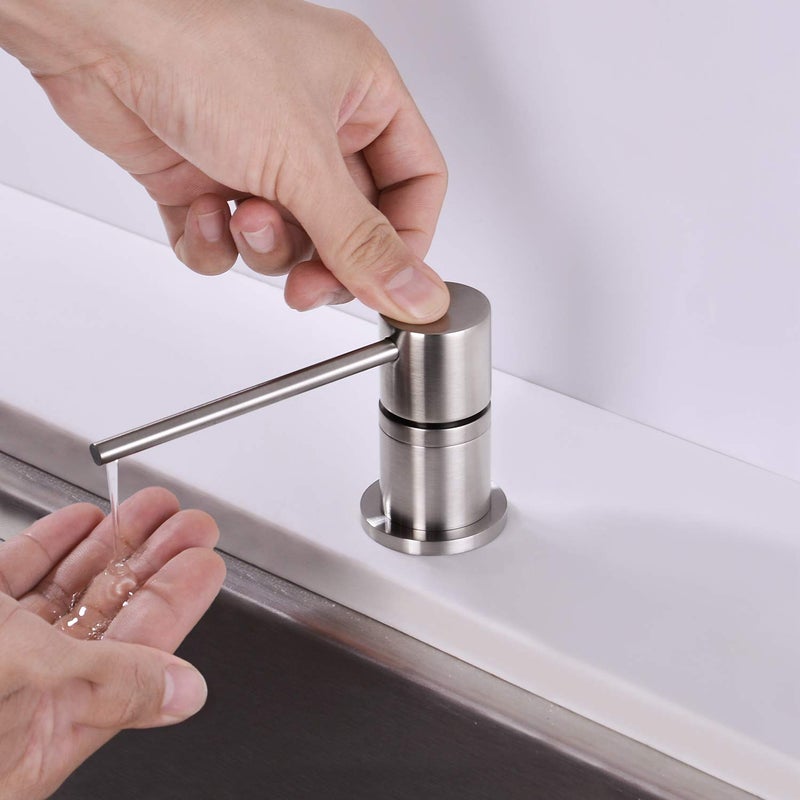 EKRTE Sink Soap Dispensers,Brass Commercial Kitchen Soap Dispenser Liquid Lotion Dish Dispenser Built in Soap Dispenser Brushed Nickel Bathroom Soap Dispensers Pump, Refill from The Top - Image 2